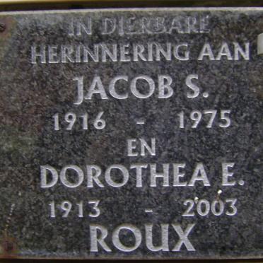 ROUX Jacob S.1916-1975 &amp; Dorothea E. 1913-2003