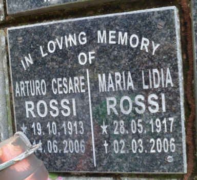 ROSSI Arturo Cesare 1913-2006 &amp; Maria Lidia 1917-2006