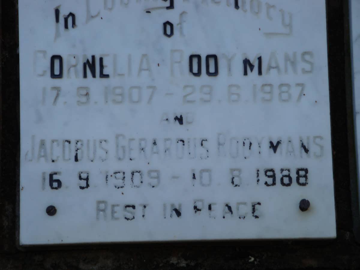 ROOYMANS Jacobus Gerardus 1909-1988 &amp; Cornelia 1907-1987