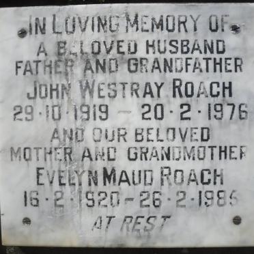 ROACH John Westray 1919-1976 &amp; Evelyn Maud 1920-1985