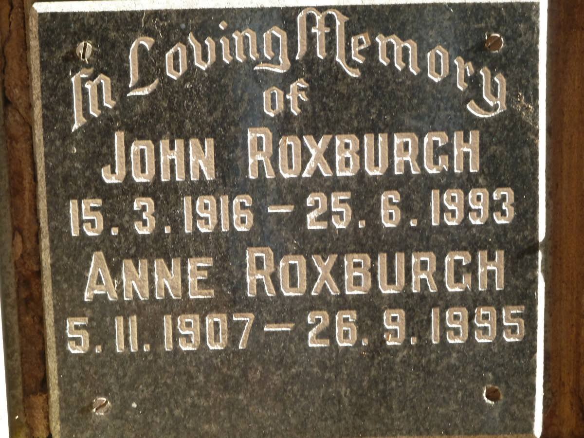 ROXBURGH John 1916-1993 &amp; Anne 1907-1995