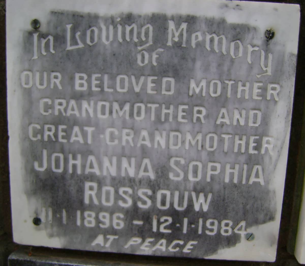 ROSSOUW Johanna Sophia 1896-1984