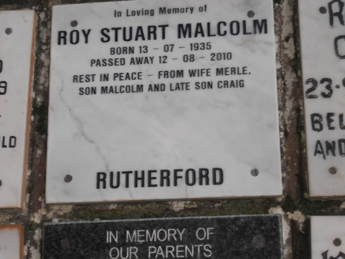 RUTHERFORD Roy Stuart Malcolm 1935-2010