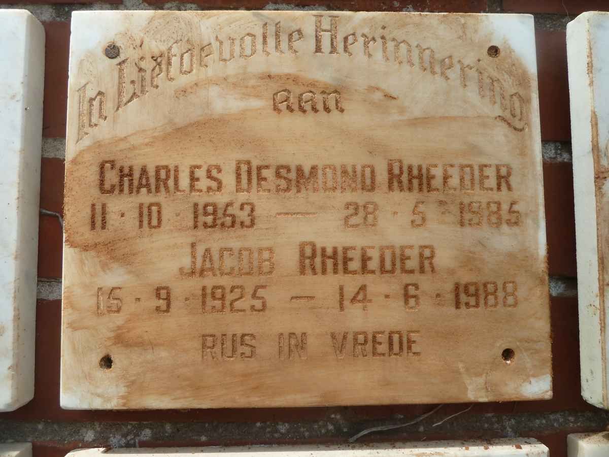 RHEEDER Charles Desmond 1953-1985 :: RHEEDER Jacob 1925-1988