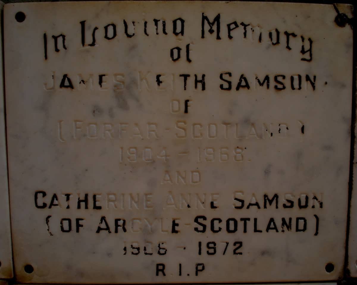 SAMSON James Keith 1904-1968 &amp; Catherine Anne 1906-1972