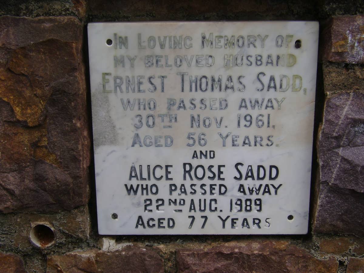 SADD Ernest Thomas -1961 &amp; Alice Rose -1989