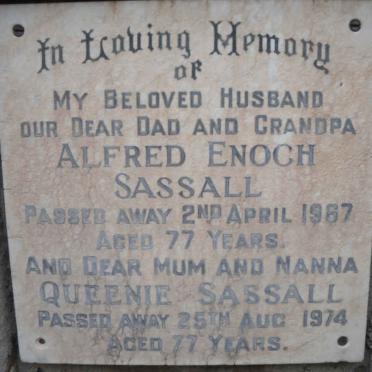 SASSALL Alfred Enoch -1967 &amp; Queenie -1974
