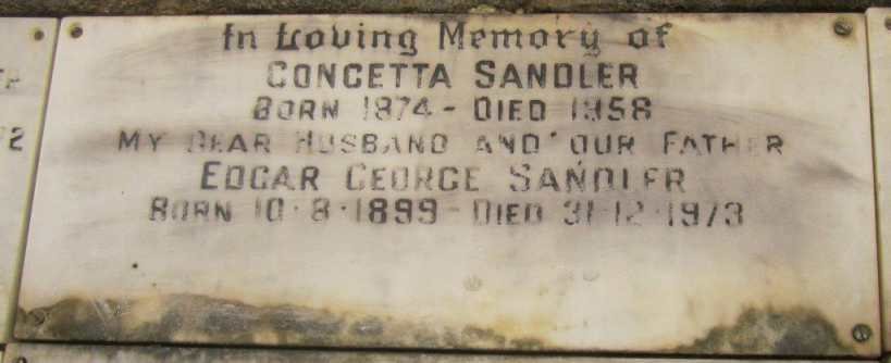 SANDLER Concetta 1874-1958 :: SANDLER Edgar George 1899-1973