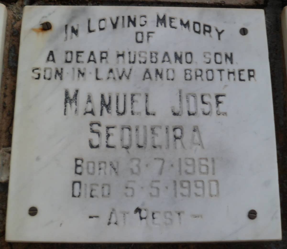 SEQUEIRA Manuel Jose 1961-1990