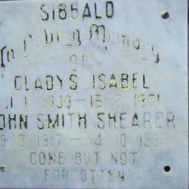 SIBBALD John Smith Shearer 1917-1993 :: SIBBALD Gladys Isabel 1930-1981