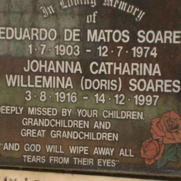 SOARES Eduardo De Matos 1903-1974 &amp; Johanna Catharina Willemina 1916-1997