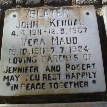 SLATER John Kendal 1911-1987 &amp; Vera Maud 1911-1984