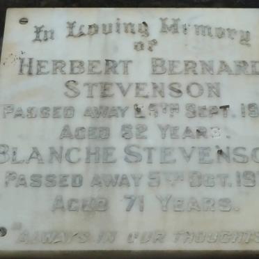STEVENSON Herbert Bernard -1964 &amp; Blanche -1973