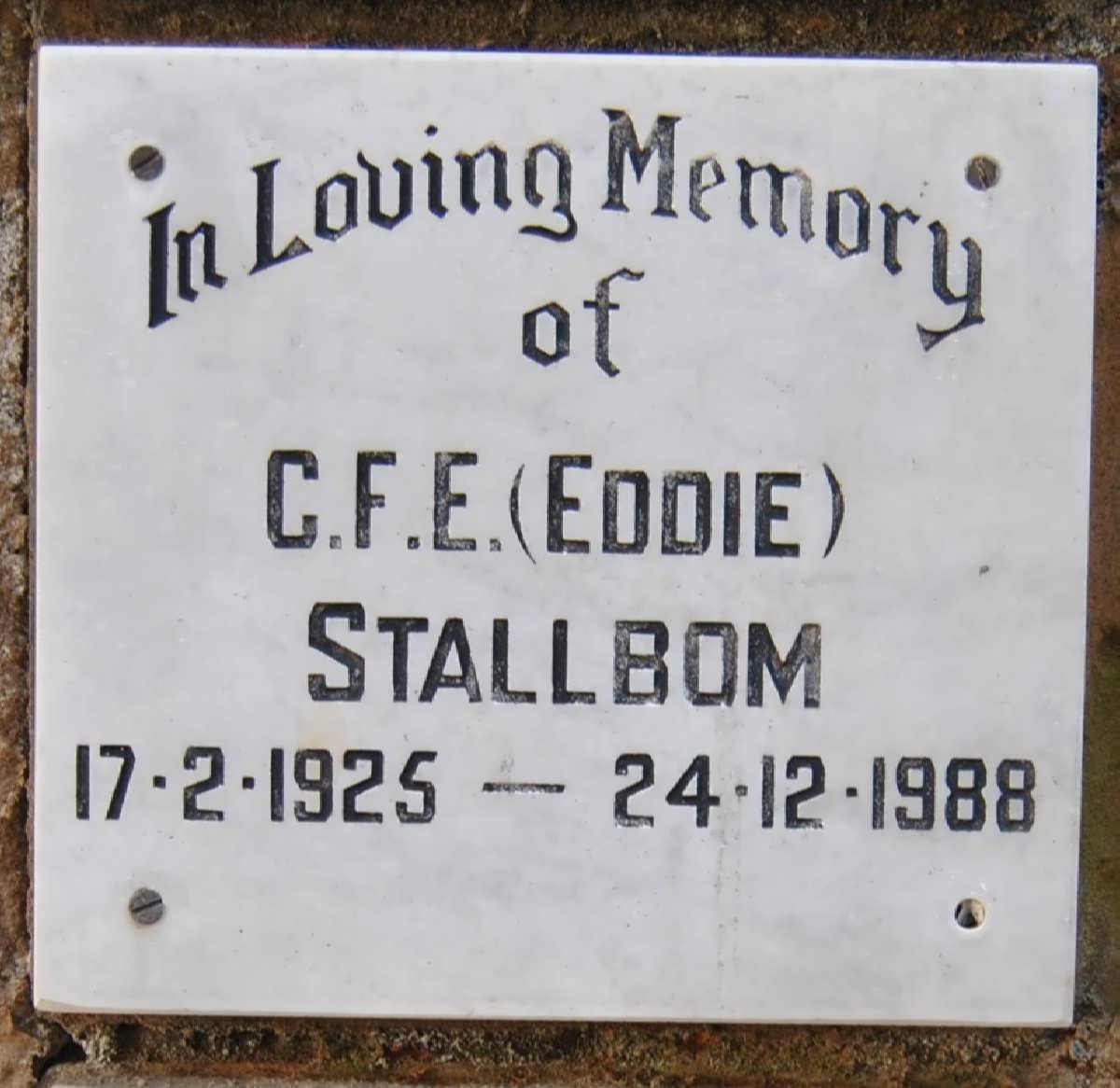 STALLBOM C.F.E. 1925-1988
