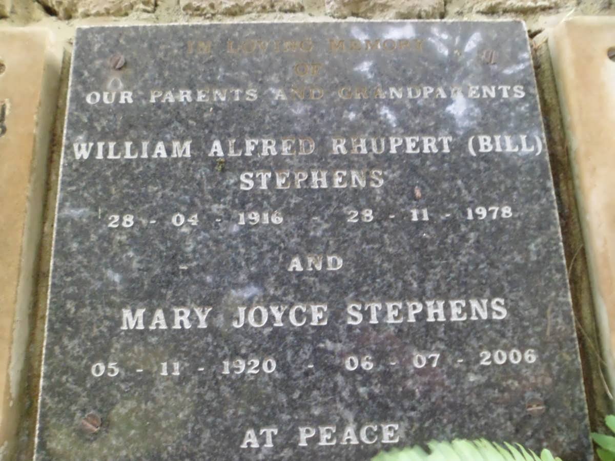 STEPHENS William Alfred Rhupert 1916-1978 &amp; Mary Joyce 1920-2006