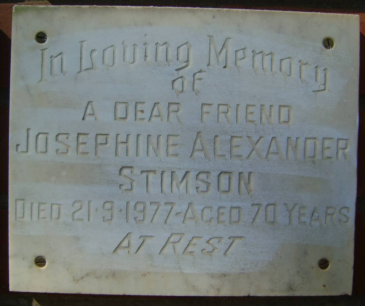 STIMSON Josephine Alexander -1977