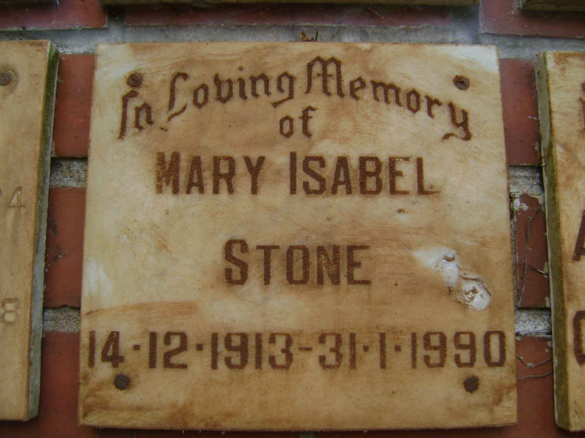 STONE Mary Isabel 1913-1990