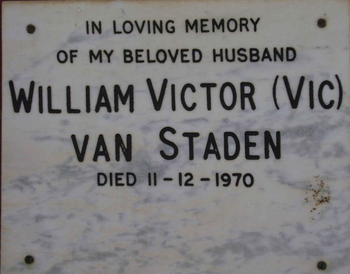 STADEN William Victor, van -1970