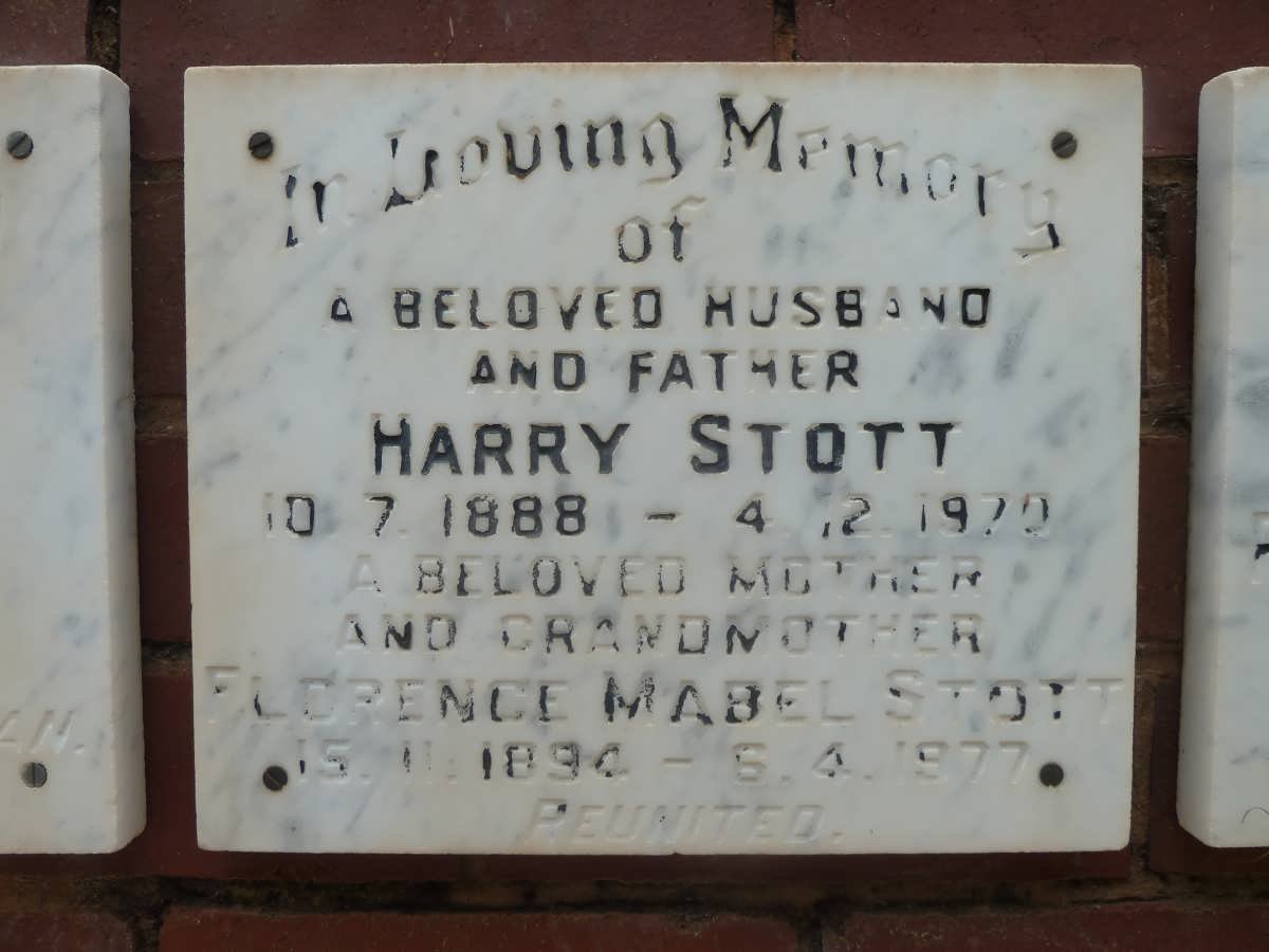 STOTT Harry 1888-1970 &amp; Florence Mabel 1894-1977