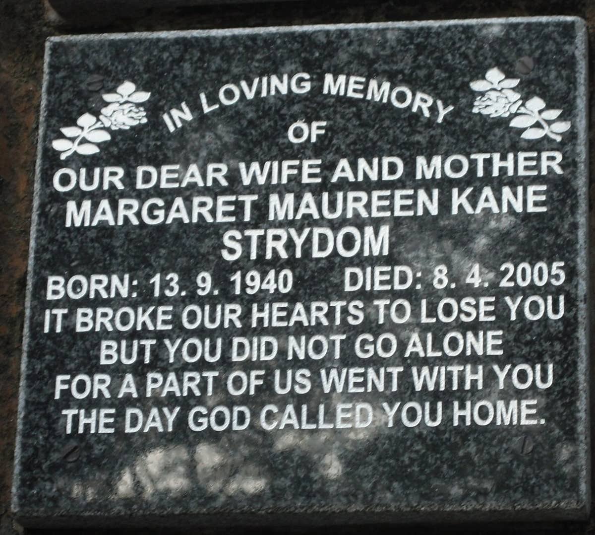 STRYDOM Margaret Maureen Kane 1940-2005