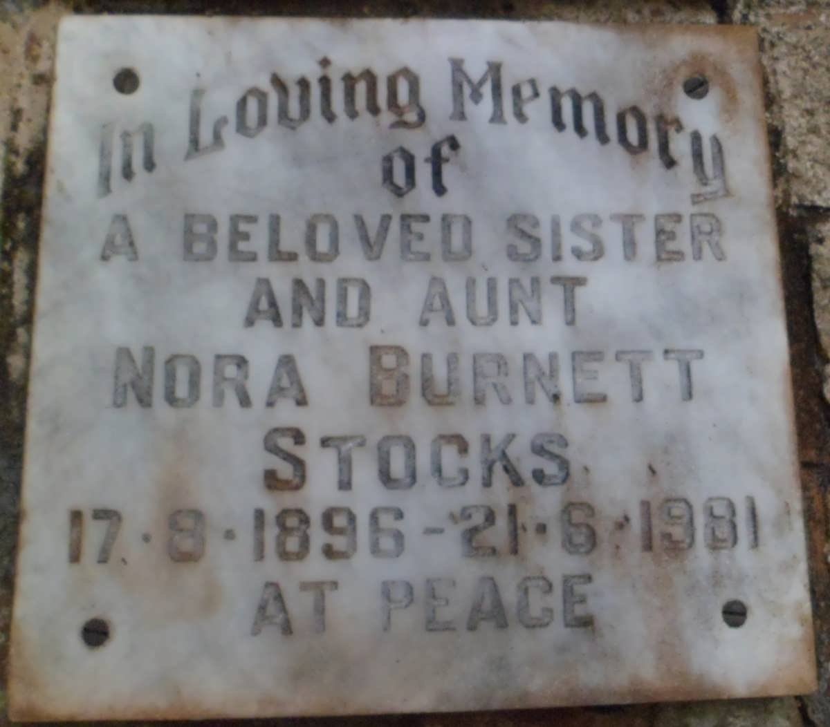 STOCKS Nora Burnett 1896-1981