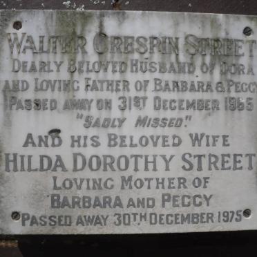 STREET Walter Crespin -1965 &amp; Hilda Dorothy -1975
