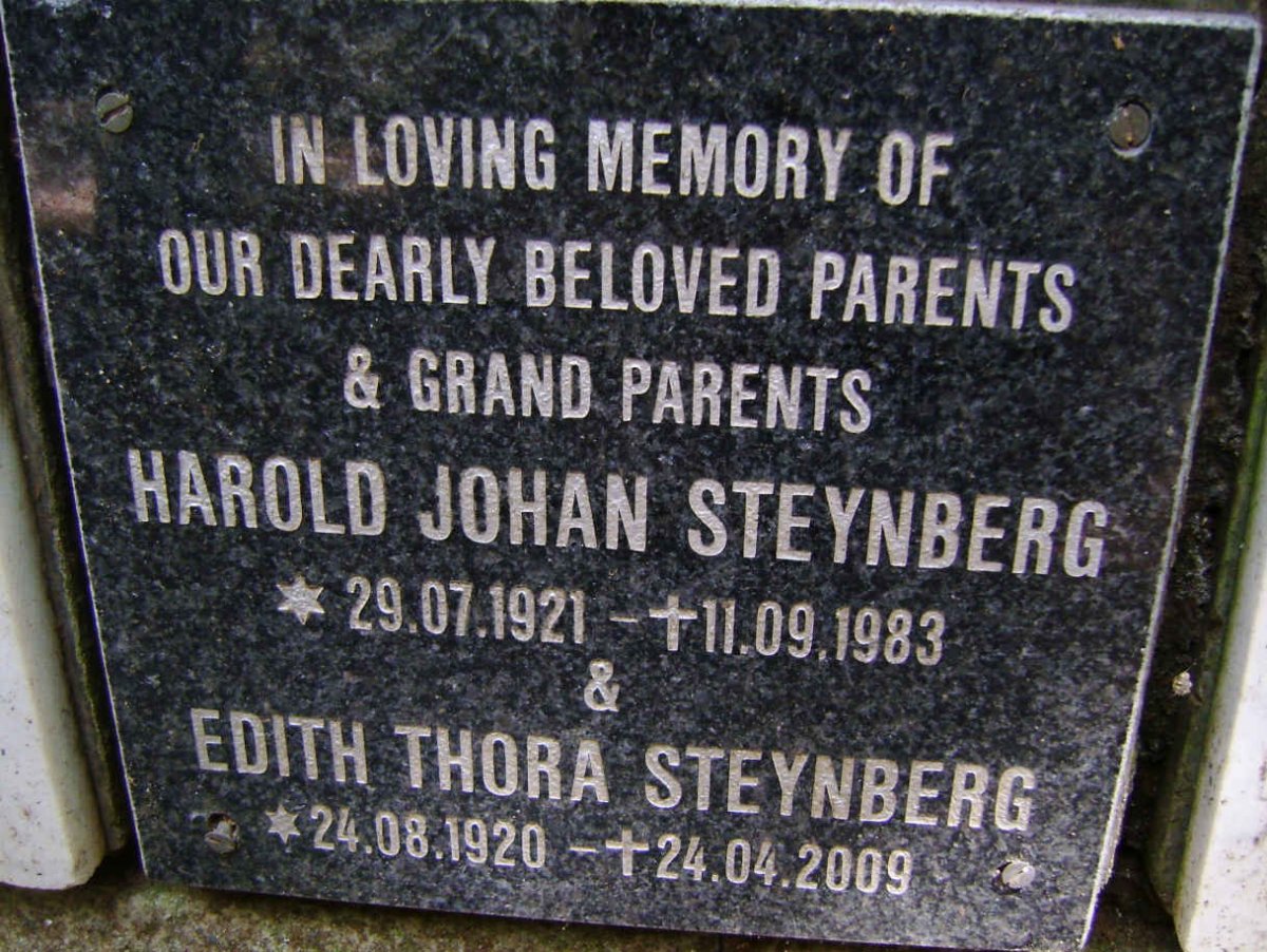 STEYNBERG Harold Johan 1921-1983 &amp; Edith Thora 1920-2009