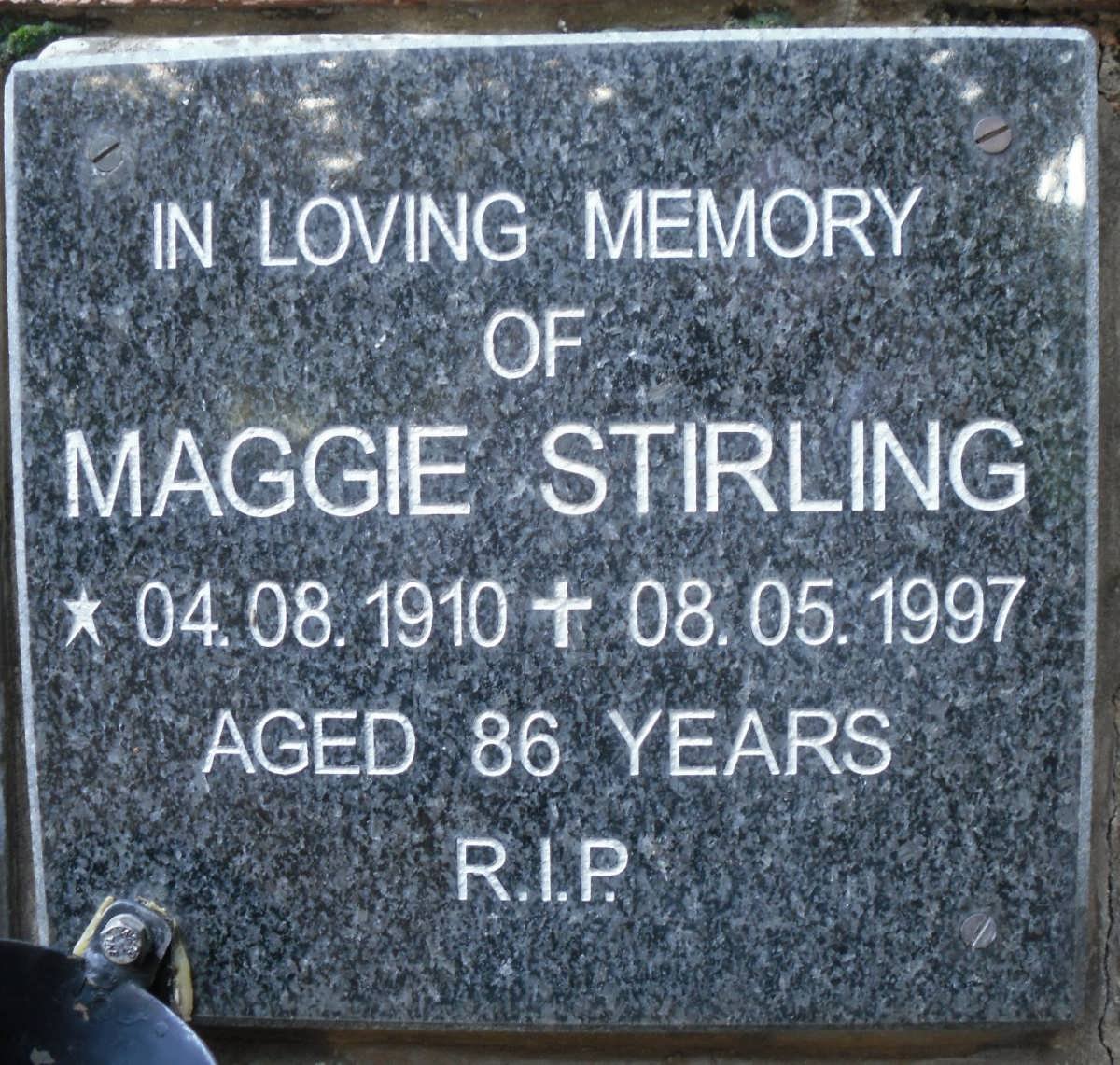 STIRLING Maggie 1910-1997