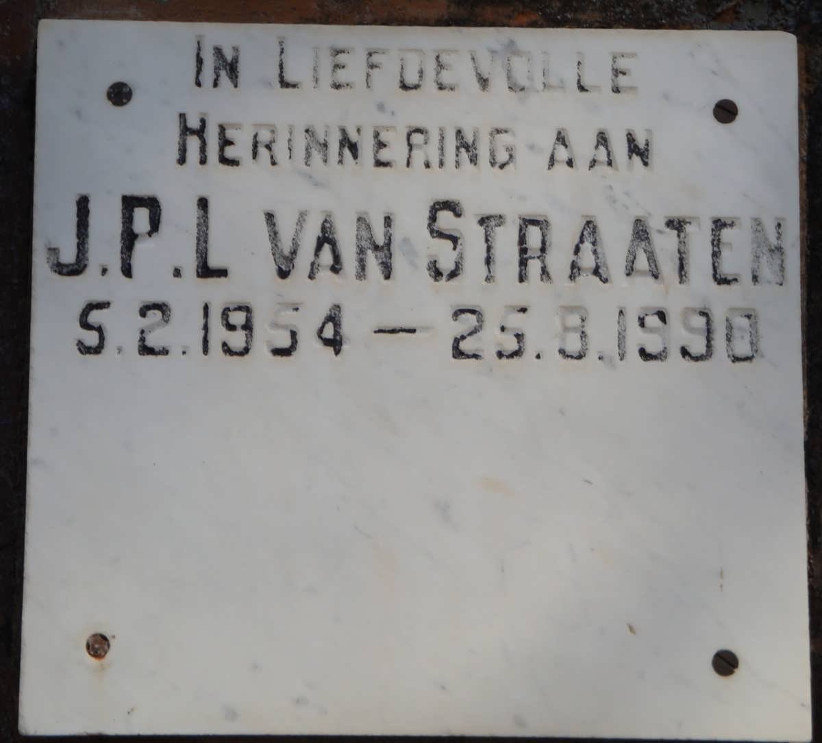 STRAATEN J.P.L., van 1954-1990