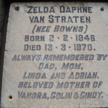 STRATEN Zelda Daphne, van nee BOWNS 1946-1970