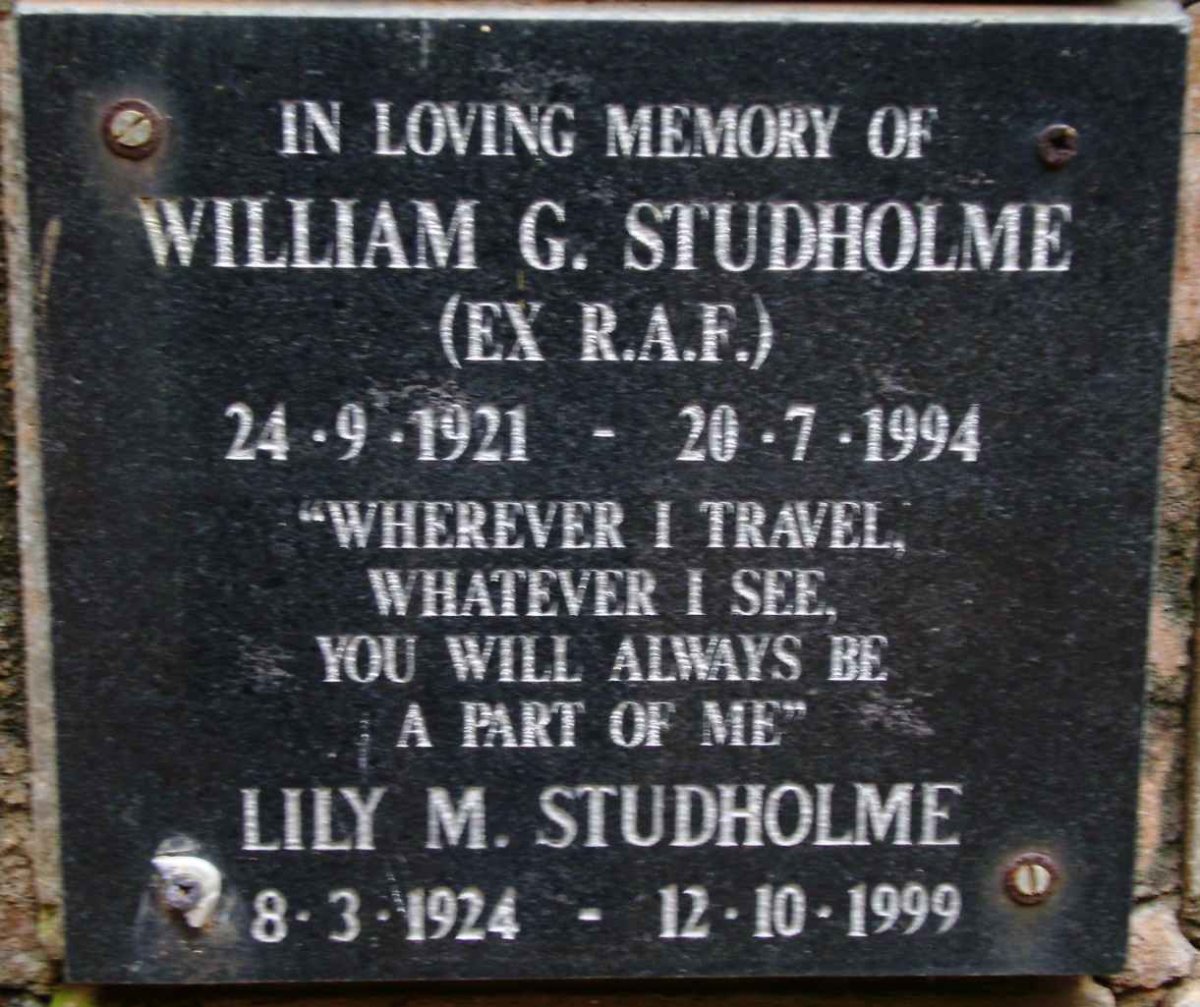 STUDHOLME William G. 1921-1994 &amp; Lily M. 1924-1999