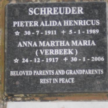 SCHREUDER Pieter Alida Henricus 1911-1989 &amp; Anna Martha Maria VERBEEK 1917-2006