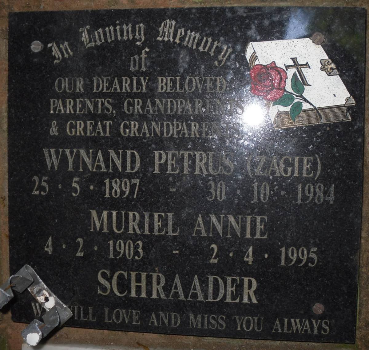 SCHRAADER Wynand Petrus 1897-1984 &amp; Muriel Annie 1903-1995