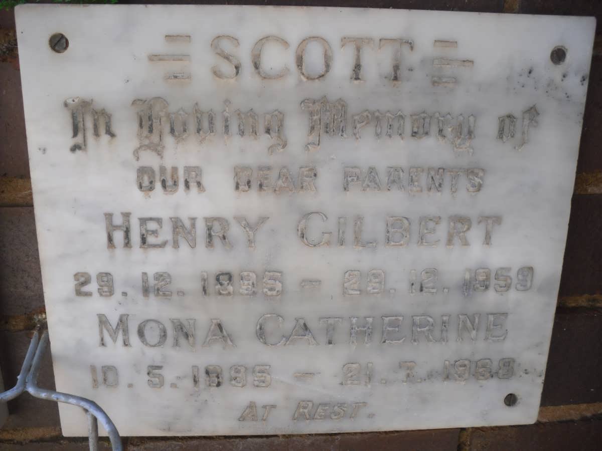 SCOTT Henry Gilbert 1895-1959 &amp; Mona Catherine 1895-1968