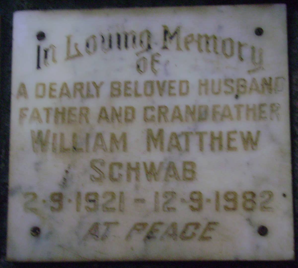 SCHWAB William Matthew 1921-1982