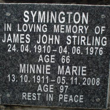 SYMINGTON James John Stirling 1910-1976 &amp; Minnie Marie 1911-2008