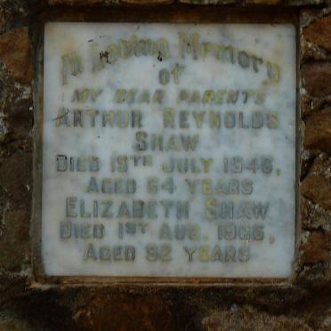 SHAW Arthur Reynolds -1946 &amp; Elizabeth -1966