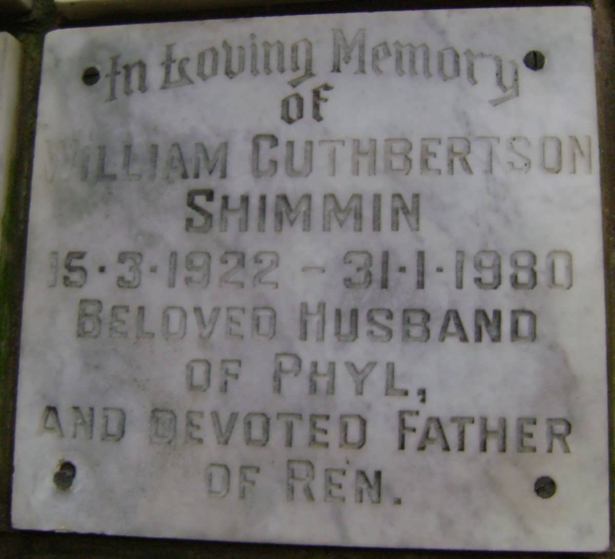 SHIMMIN William Cuthbertson 1922-1980