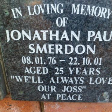SMERDON Jonathan Paul 1976-2001