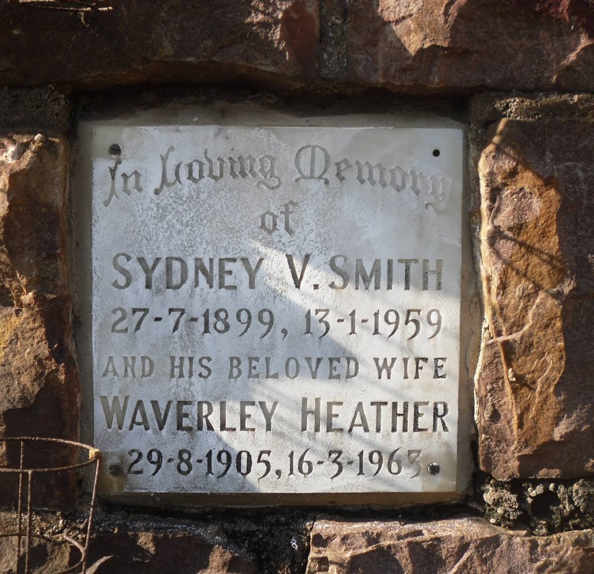 SMITH Sydney V. 1899-1959 &amp; Waverley Heather 1905-1963