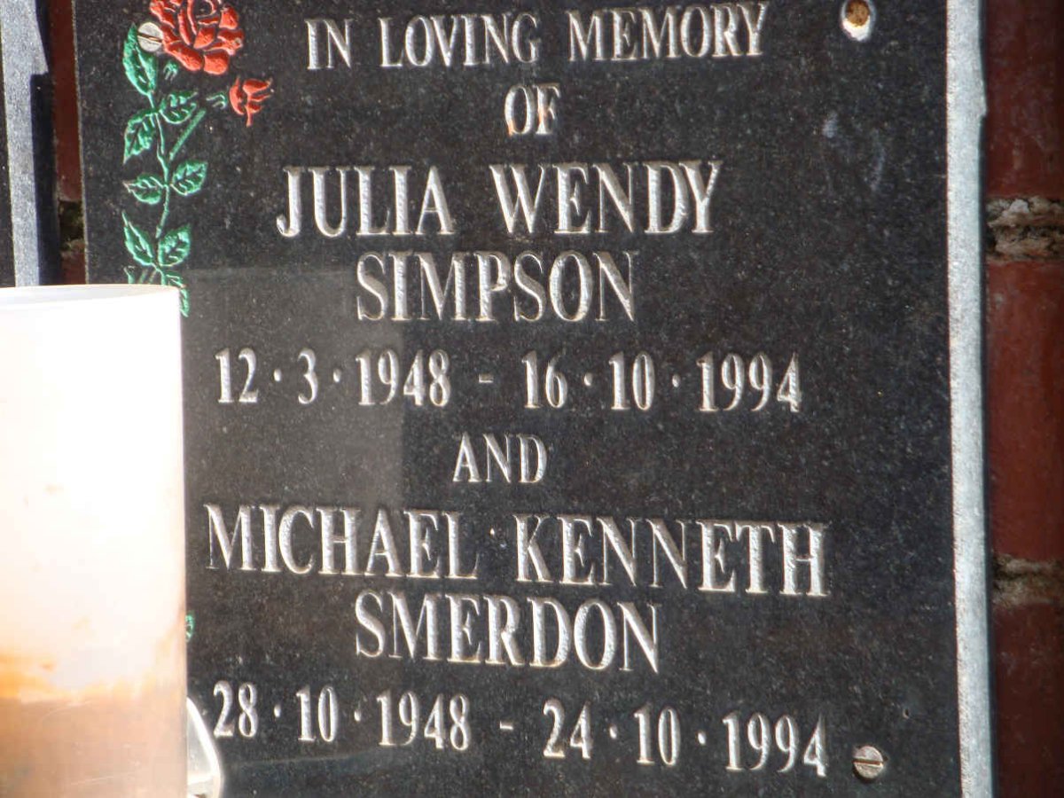 SMERDON Michael Kenneth 1948-1994 :: SIMPSON Julia Wendy 1948-1994