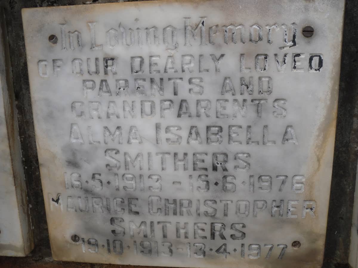 SMITHERS Maurice Christopher 1913-1977 &amp; Alma Isabella 1913-1976