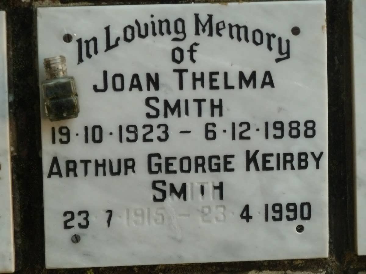 SMITH Arthur George Keirby 1915-1990 &amp; Joan Thelma 1923-1988
