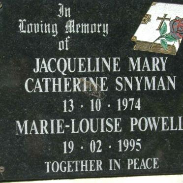 SNYMAN Jacqueline Mary Catherine -1974 :: POWELL Marie-Louise -1995