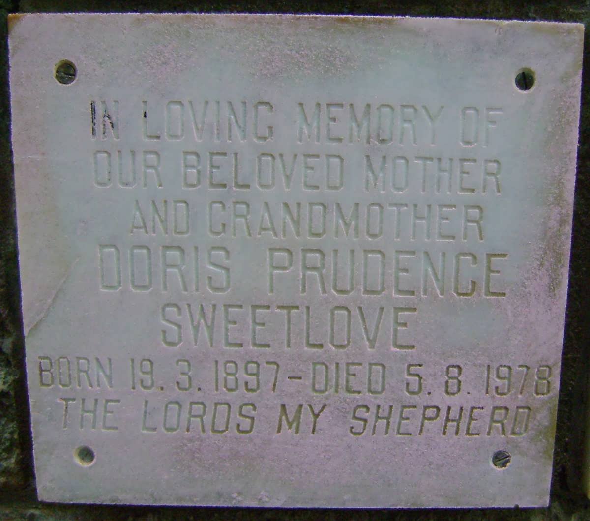 SWEETLOVE Doris Prudence 1897-1978