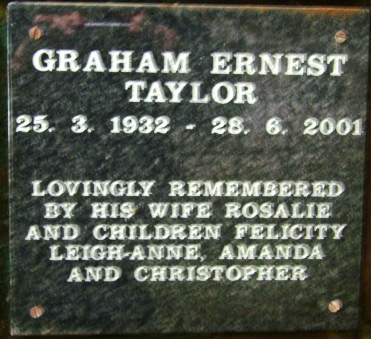 TAYLOR Graham Ernest 1932-2001
