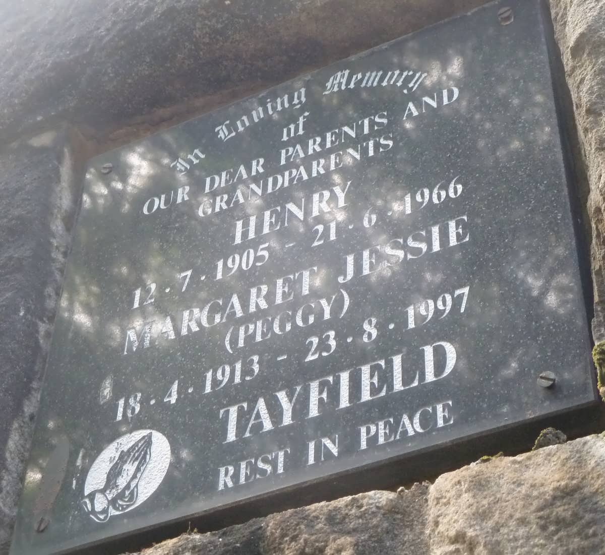 TAYFIELD Henry 1905-1966 &amp; Margaret Jessie 1913-1997