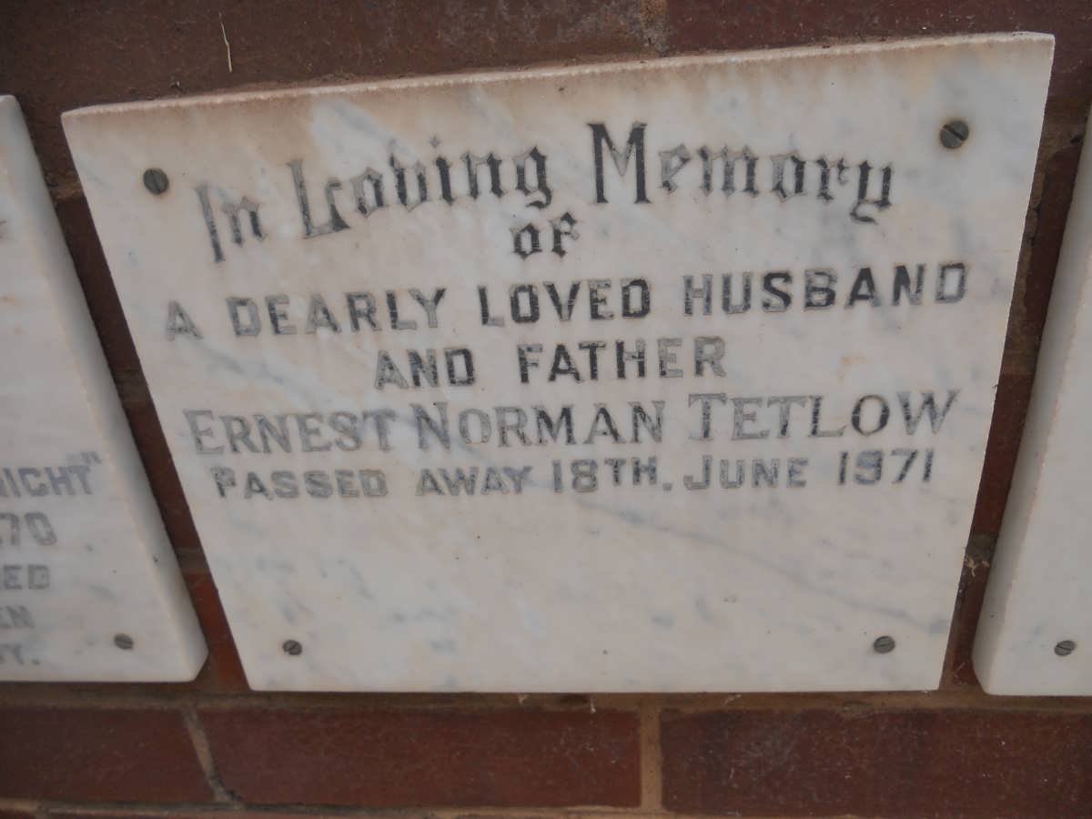 TETLOW Ernest Norman -1971