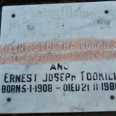 TODKILL Ernest Joseph 1908-1988 &amp; Ilene St Betha 1910-1988