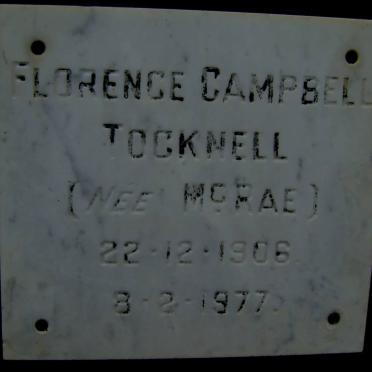 TOCKNELL Florence Campbell nee McRAE 1906-1977